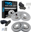 TRQ Front and Rear Brake Pad and Rotor Set Ceramic Vented Solid Rotors Compatible with 2008-2012 Chrysler Town and Country 2008-2012 Dodge Grand Caravan 2009-2013 Journey 2009-2012 Volkswagen Routan