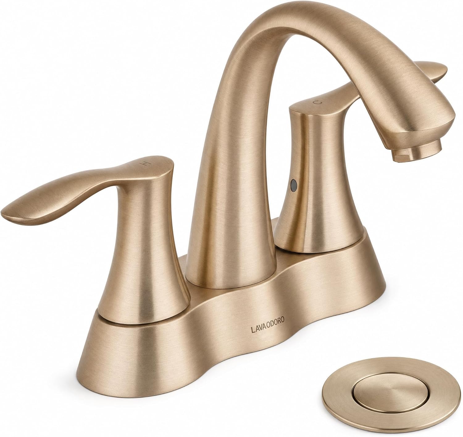 Lava Odoro Champagen Gold Bathroom Faucet 3 Hole, 2 Handle Bathroom Sink Faucet, 4 Inch Centerset Bathroom Faucet with Drain Assembly, BF423-CB