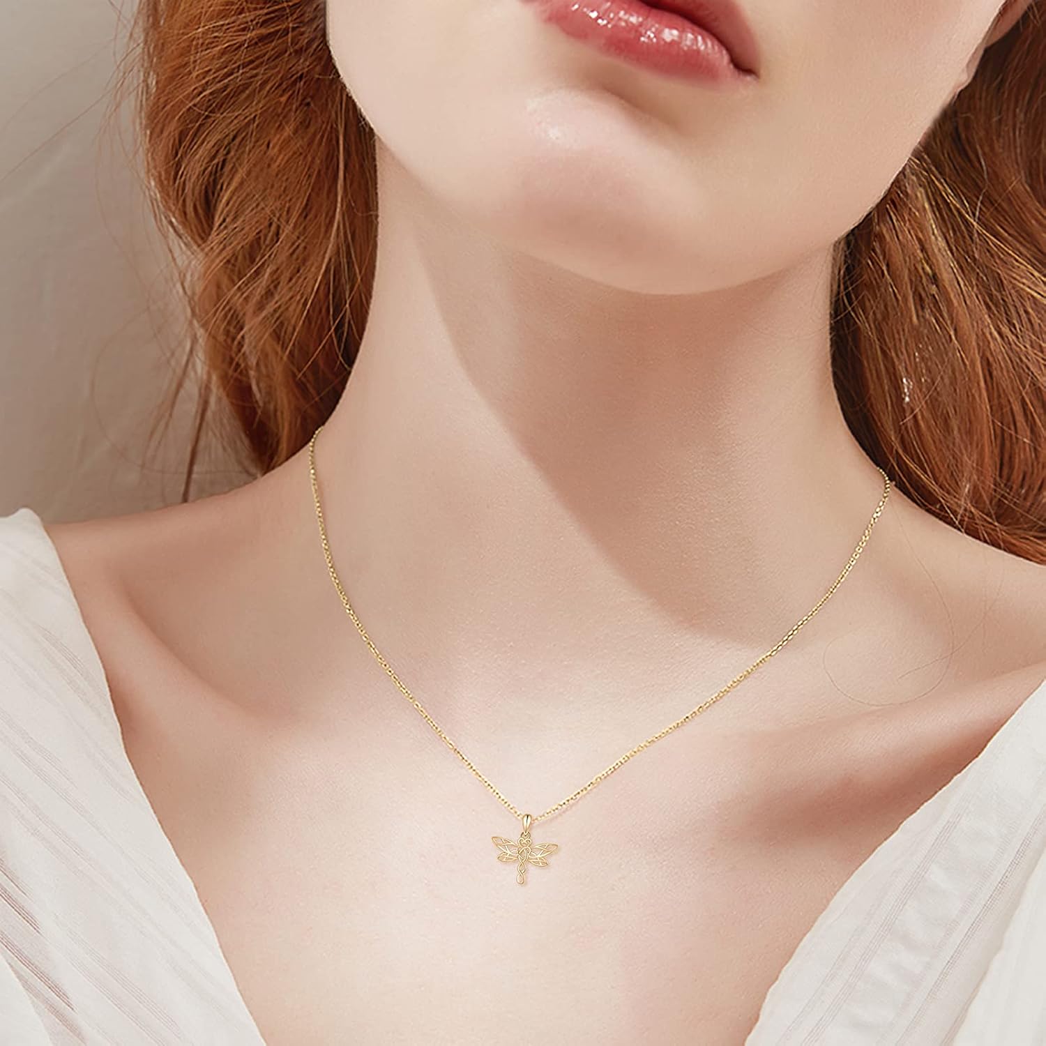 KECHO 14K Gold Red Cardinal/Hummingbird/Ladybug/Dragonfly Necklace Gifts for Women Pendant Memorial Jewelry