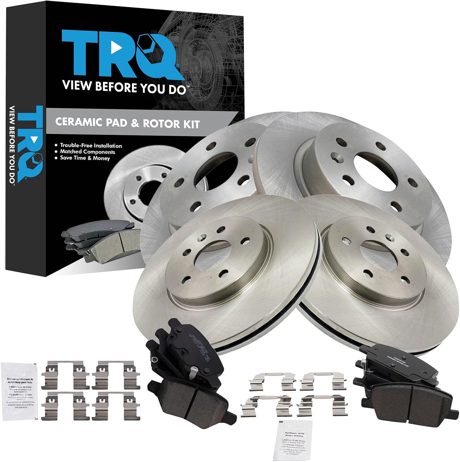 TRQ Front and Rear Brake Pad and Rotor Set Ceramic Compatible with 2018-2021 Buick Encore 2018-2021 Chevrolet Trax