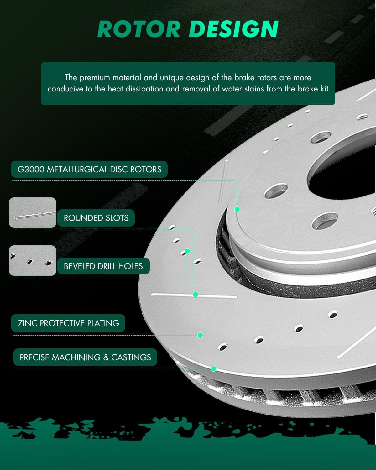 SCITOO - Brake Kits For Ford For Expedition 2010-2021,For F-150 2010-2020,For Lincoln For Navigator 2010-2021 Front Drilled Slotted Brake Rotors and Semi Metallic Brakes Pads Replacement: 54153;D1414