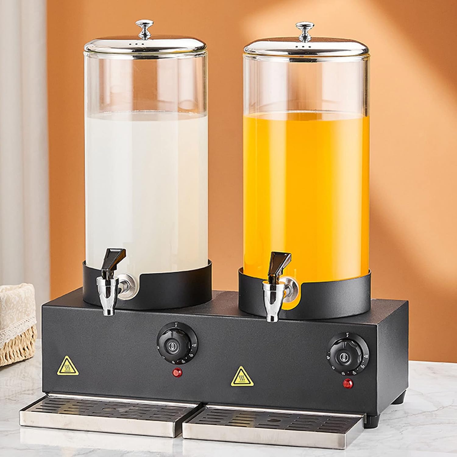 Electric Insulated Drink Dispenser, Beverage Dispenser with Spigot for Hot Tea, Coffee, Cold Milk, Water, Juice, Cafeteria,Transparent style-14L