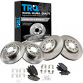 TRQ Front and Rear Ceramic Brake Pad and Rotor Set Compatible with 18-19 Chevrolet Equinox with 300 mm Diameter Front Rotors, 16-19 Chevrolet Malibu with Power Parking Brake