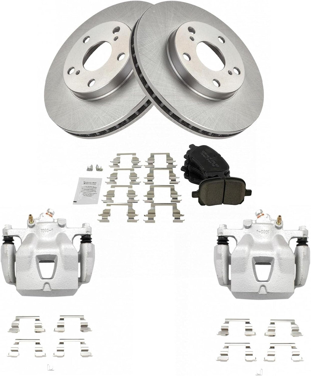 TRQ Front Brake Pad and Rotor Set Ceramic Vented Rotors Calipers Compatible with 1997-2001 Lexus ES300 1998-2004 Toyota Avalon Camry 1999-2003 Solara