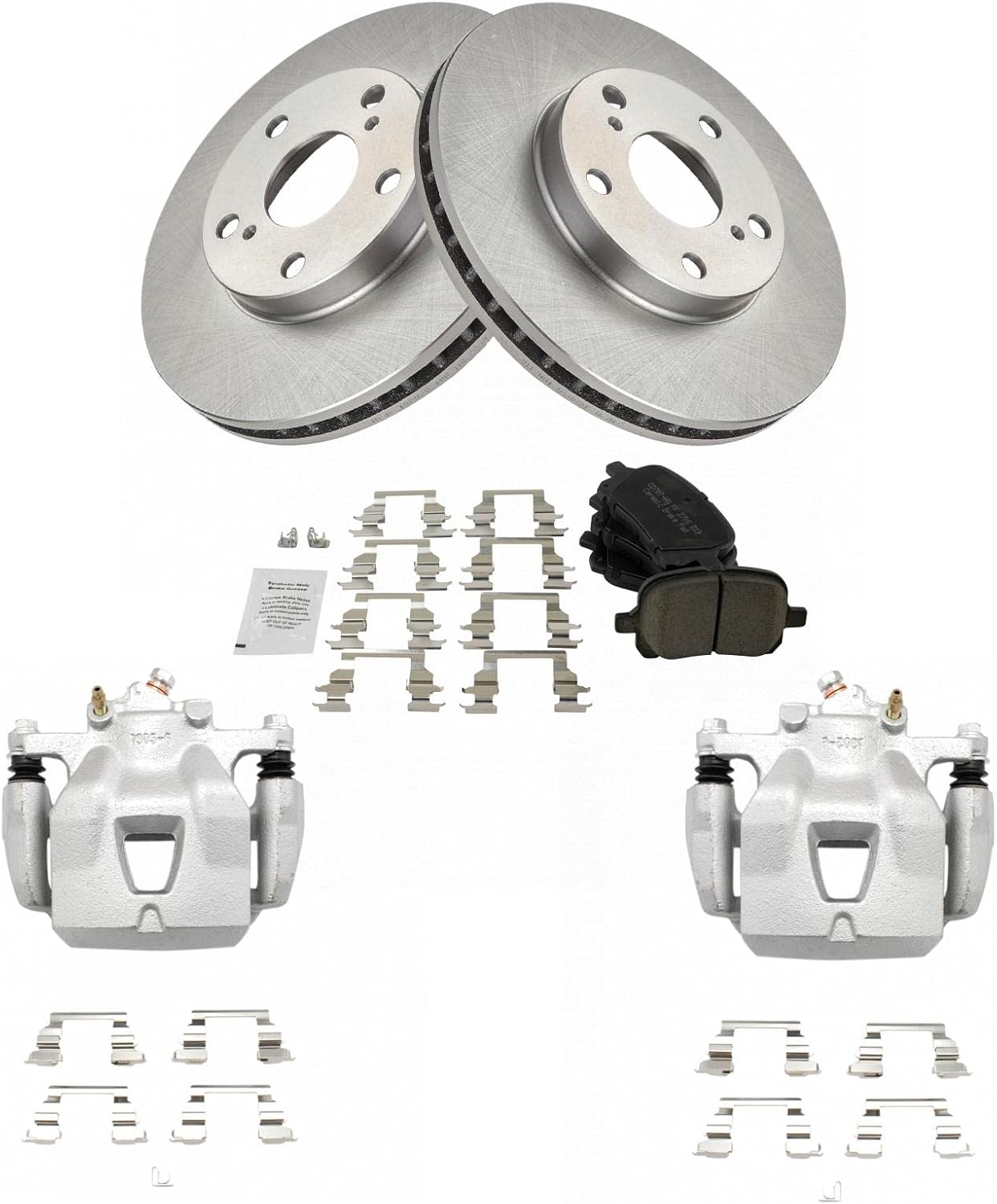 TRQ Front Brake Pad and Rotor Set Ceramic Vented Rotors Calipers Compatible with 1997-2001 Lexus ES300 1998-2004 Toyota Avalon Camry 1999-2003 Solara