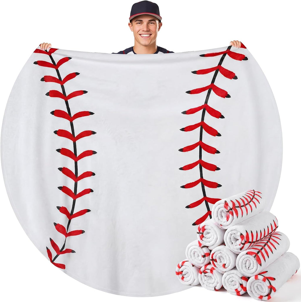 Eurzom 12 Pcs Baseball Throw Blankets Bulk for Teens Adults 60' Round Soft Flannel Sport Ball Blanket Team Gift for Baseball Lovers Coaches Players Senior Night Birthday Party Supplies