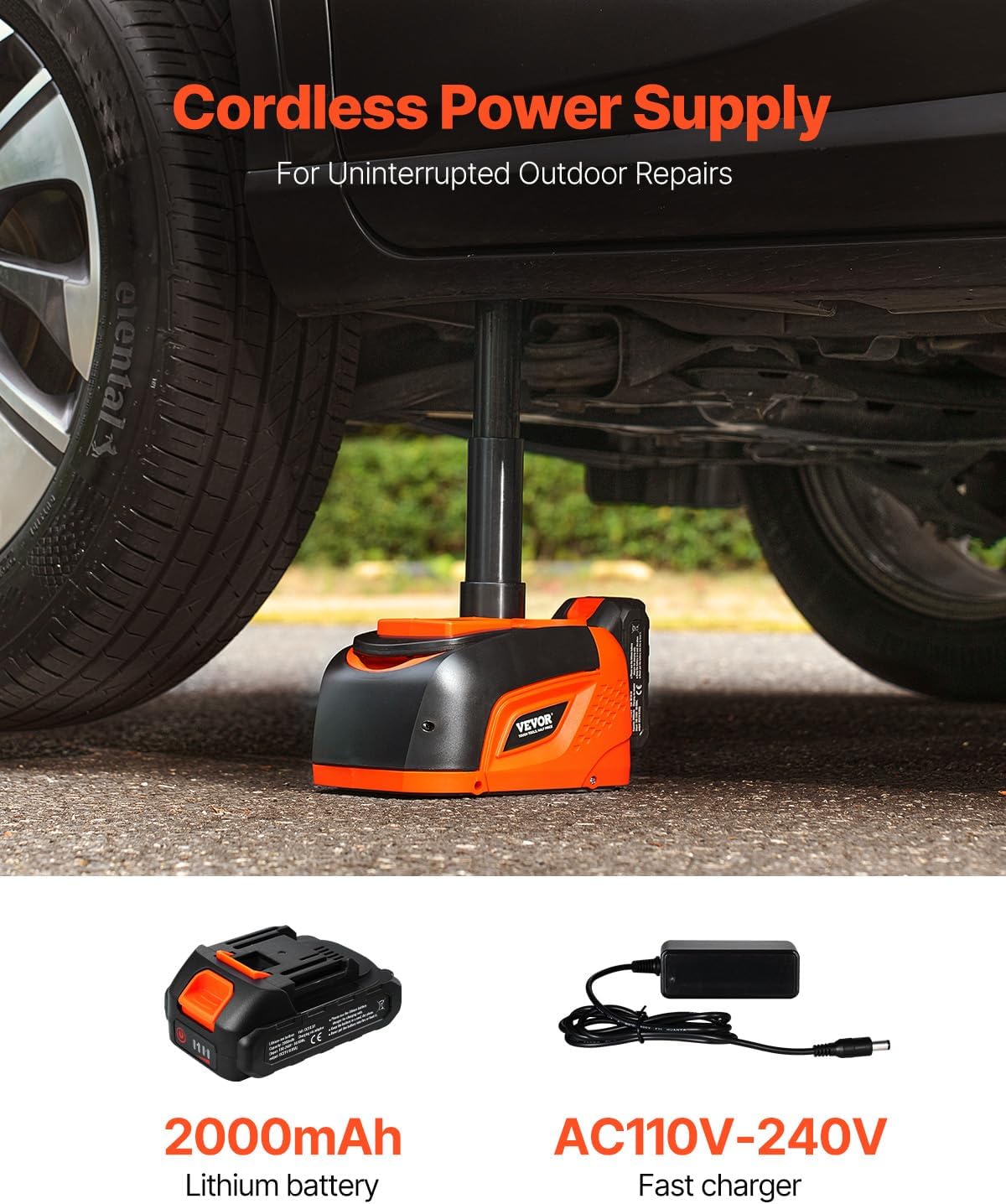 VEVOR Electric Car Jack Wireless 5 Tons, Cordless Remote Control Hydraulic Electric Jack, LED Light Hydraulic Repair Tool, 135-360mm Lifting Range for SUV MPV Sedan Truck Repair