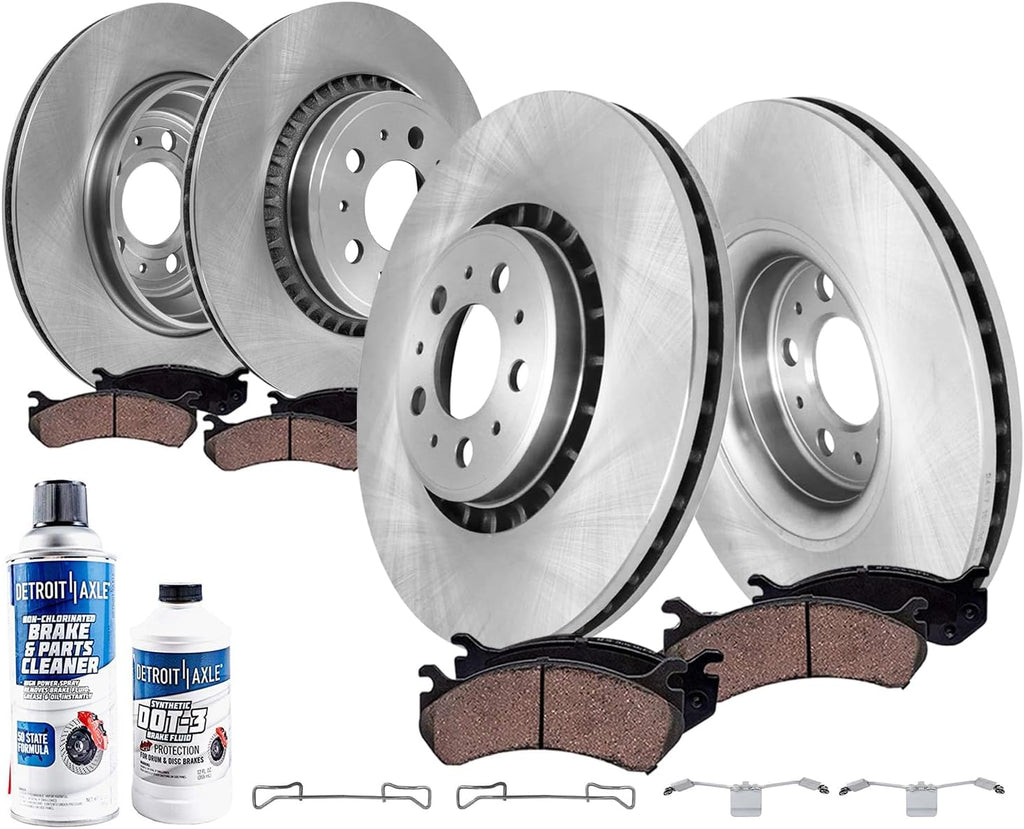 Detroit Axle - Brake Kit for 03-14 Volvo XC90, Disc Brake Rotors Brakes Pads 2003 2004 2005 2006 2007 2008 2009 2010 2011 2012 2013 2014 Replacement : 13.23' inch Front and 12.13' inch Rear Rotor