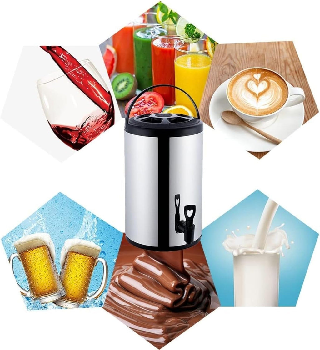 Hot Water Dispenser with Faucet,Stainless Steel Catering Urn, Thermostat Water Boiler 6L/8L/10L/12L, Commercial Coffee Urn Insulated Barrel, Insulated for 10-12 Hour(12L)