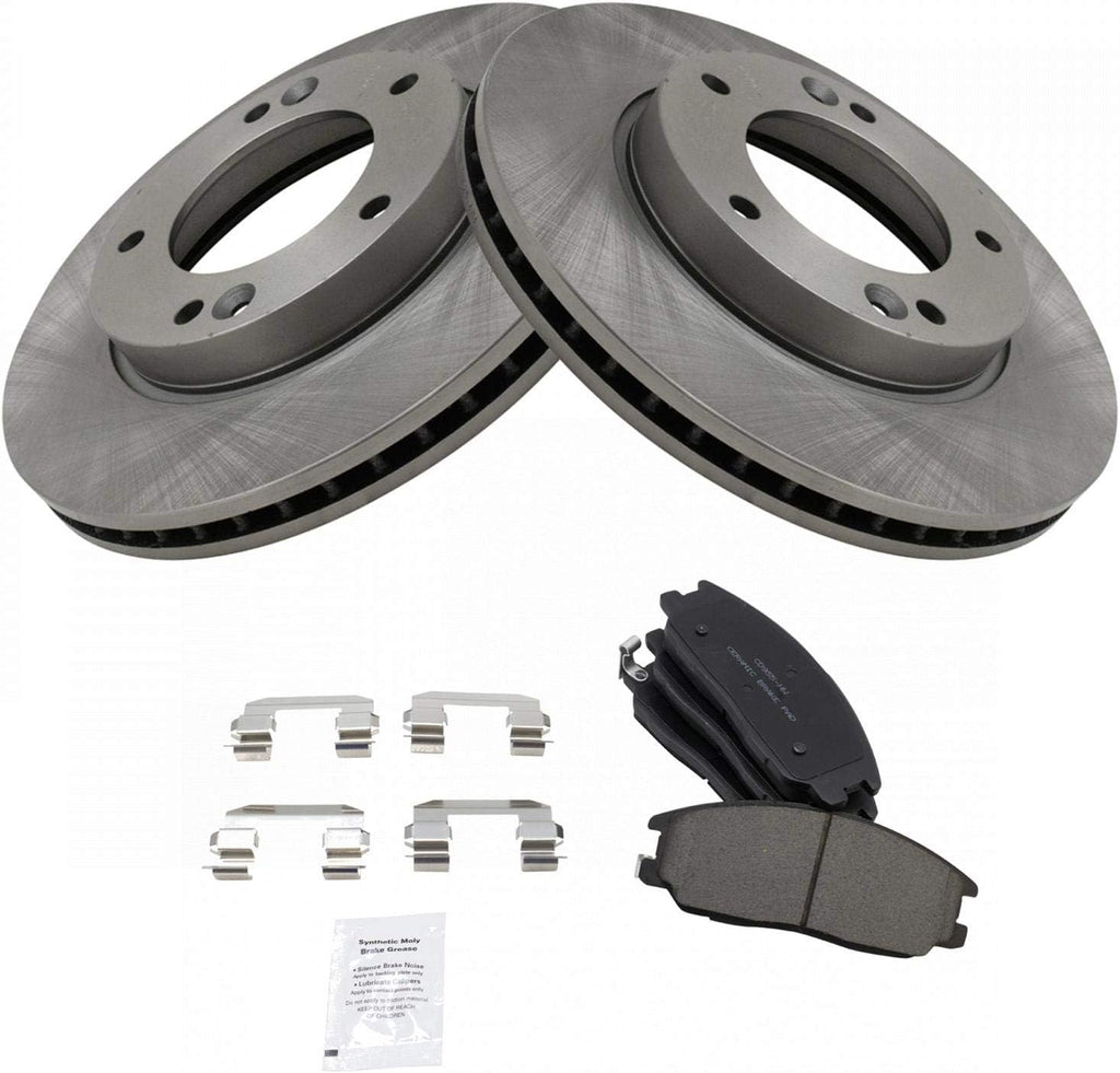 TRQ Front Brake Pad and Rotor Set Ceramic Compatible with 2007-2009 Kia Sorento