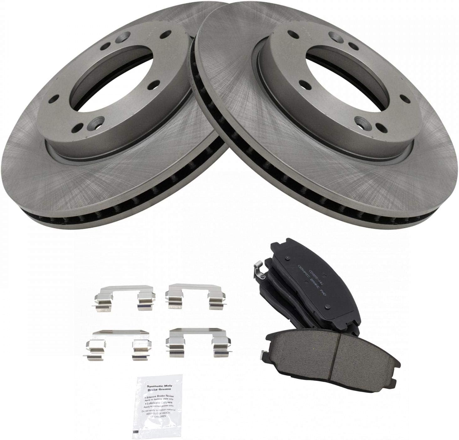 TRQ Front Brake Pad and Rotor Set Ceramic Compatible with 2007-2009 Kia Sorento