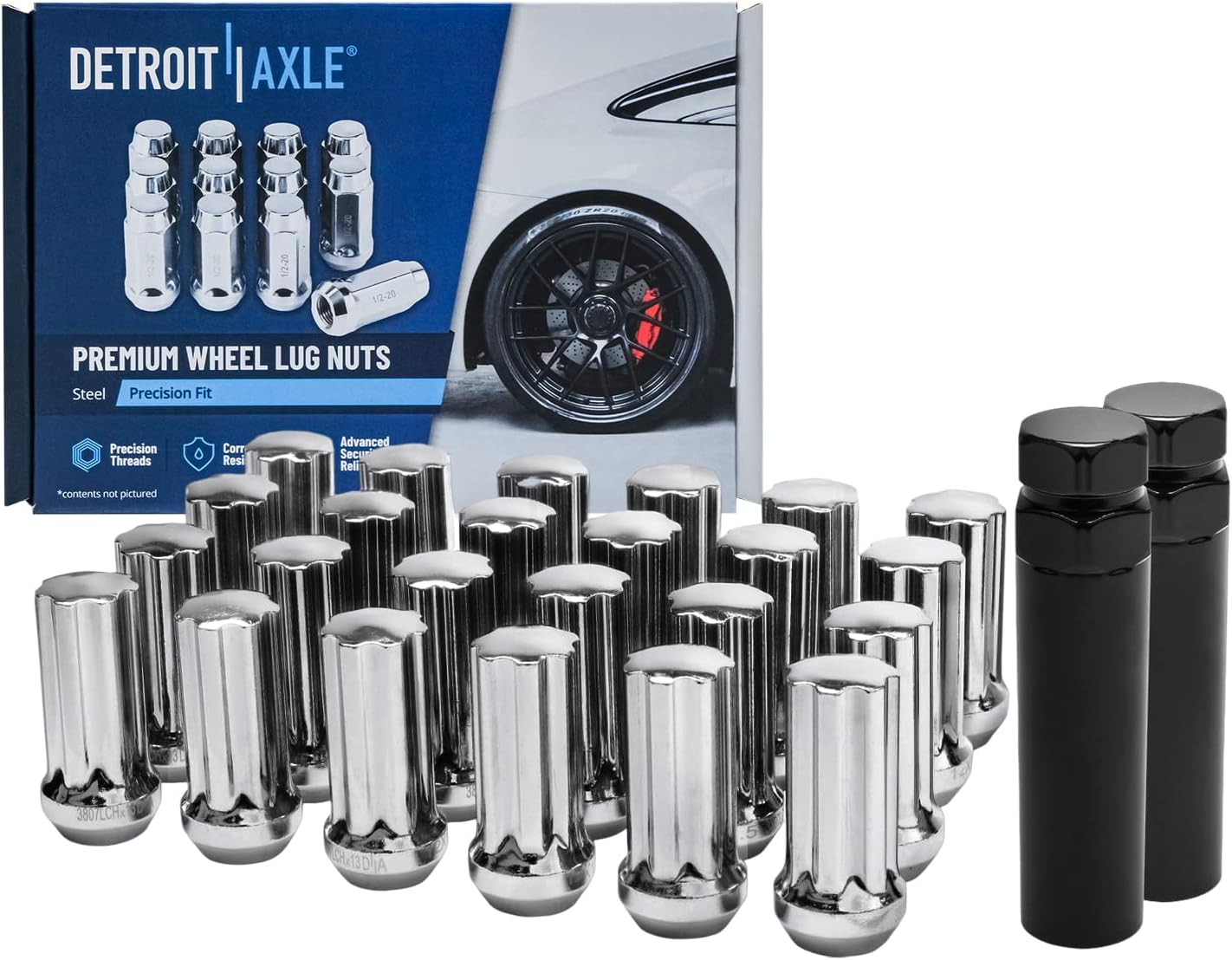 Detroit Axle - Front Wheel Bearing Hubs Brake Kit for Chevy Trailblazer EXT SSR GMC Envoy XL Buick Rainier Ascender Saab 9-7X Wheel Bearing Hubs 12.8 inch Brake Rotors Brake Pads Lug Nuts Replacement