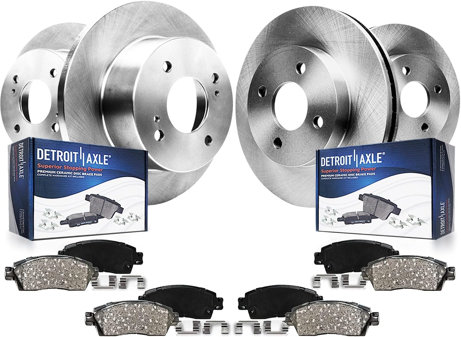 Detroit Axle - 8pc Brake Kit for Fiat 500 2012-2017, Disc Brake Rotors 2013 2014 2015 2016 Ceramic Brakes Pads Replacement : 10.12' inch Front and 9.45' inch Rear Rotor