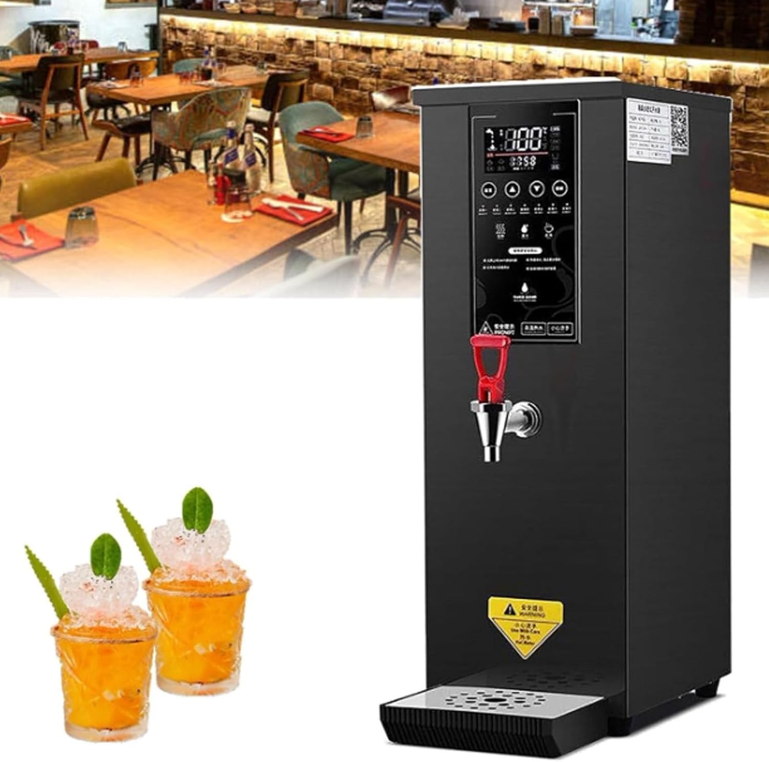 Instant Hot Water Dispenser, Automatic Commercial Hot Water Pot with Filter Lcd Display Water Boiler Desktop Electric Hot Water Boiler with Spout for Coffee Home Office Black