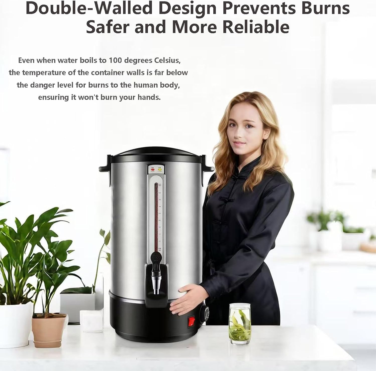 Stainless Steel Large Capacity Commercial Office Kitchen Hot Water Dispense Boiler Instant Boiling Machine Heater Electric Kettle Temperature Control 20L