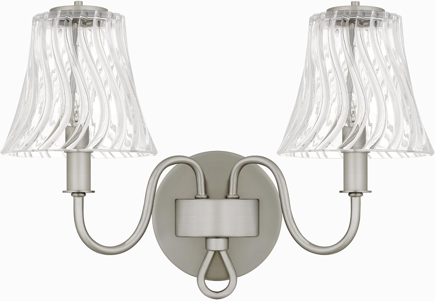 Quoizel McKinney Bath Vanity Light, 15.5 Inch 2-Light Bathroom Fixture, Brushed Nickel Modern Industrial Light, 60W Max, for Bathroom, Bedroom or Kitchen