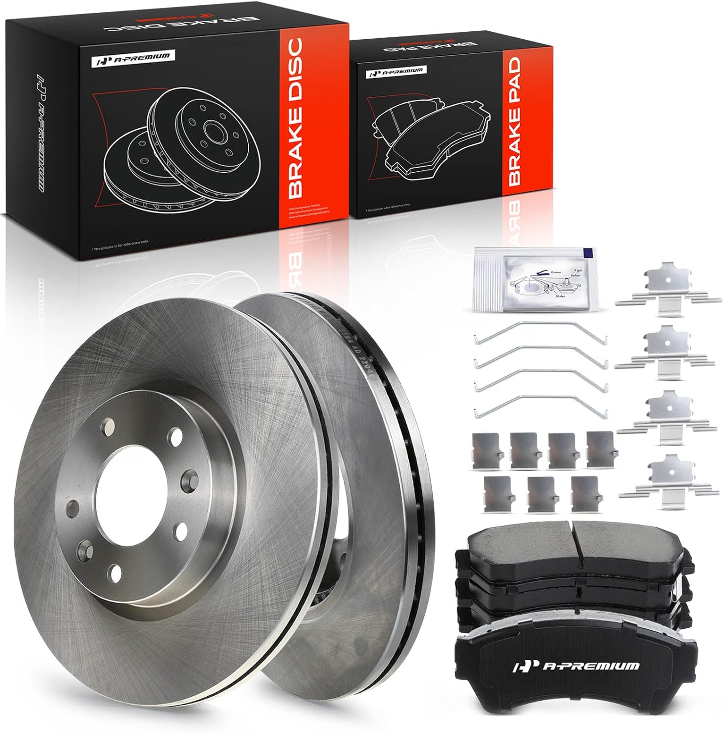 A-Premium 11.77 inch(299 mm) Front Vented Disc Brake Rotors + Ceramic Pads Kit Compatible with Select Ford, Lincoln, Mazda and Mercury Models - Fusion 2006-2012, MKZ, Zephyr, 6, Milan, 6-PC Set