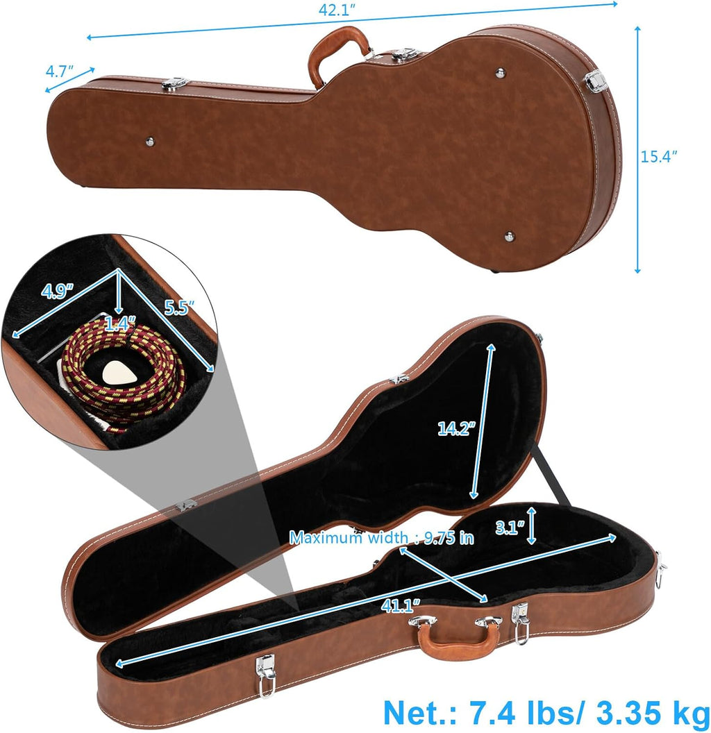 AW Les Paul Electric Guitar Hard Case for Gibson Les Paul Guitars LP Style Guitar Hard Shell Bulge Surface Lockable