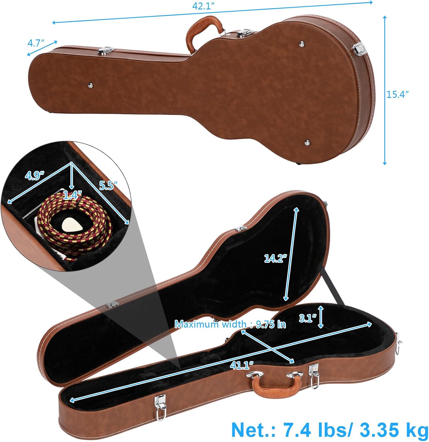 AW Les Paul Electric Guitar Hard Case for Gibson Les Paul Guitars LP Style Guitar Hard Shell Bulge Surface Lockable