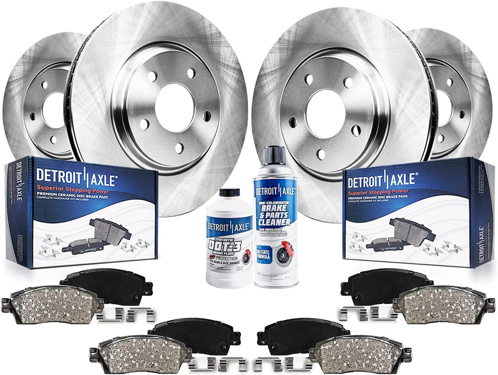 Detroit Axle - Brake Kit for Dodge Charger Challenger Magnum Chrysler 300 Disc Brake Rotors Ceramic Brakes Pads with Hardware Replacement: 14.17' inch Front and 13.78' inch Rear Rotor
