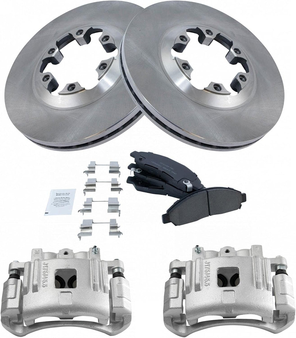 TRQ Front Brake Pad and Rotor Set Ceramic Vented Rotors Calipers Compatible with 2004-2008 Chevrolet Colorado GMC Canyon 2006 Isuzu i-280 i-350 2007-2008 i-290 i-370