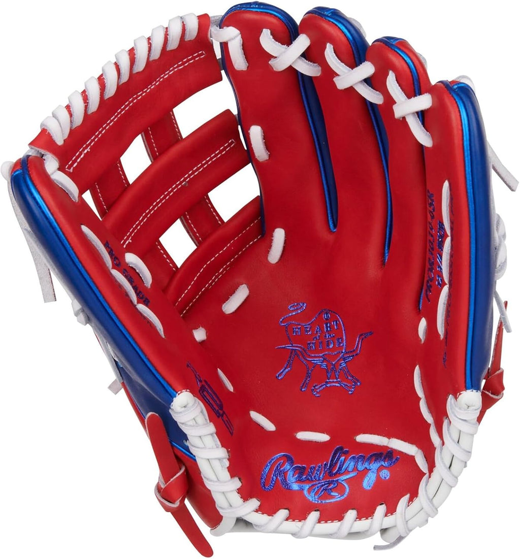 Rawlings Heart of The Hide R303 Outfield Baseball Glove 12.75 Scarlet Royal Right Hand Throw Standard Fit