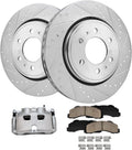 Detroit Axle - Front Brake Kit for Ford 10-21 Expedition, 10-11 F-150, 10-21 Lincoln Navigator, Drilled Brake Rotors Brake Caliper Ceramic Brakes Pads Replacement [13.78 inch Rotors]