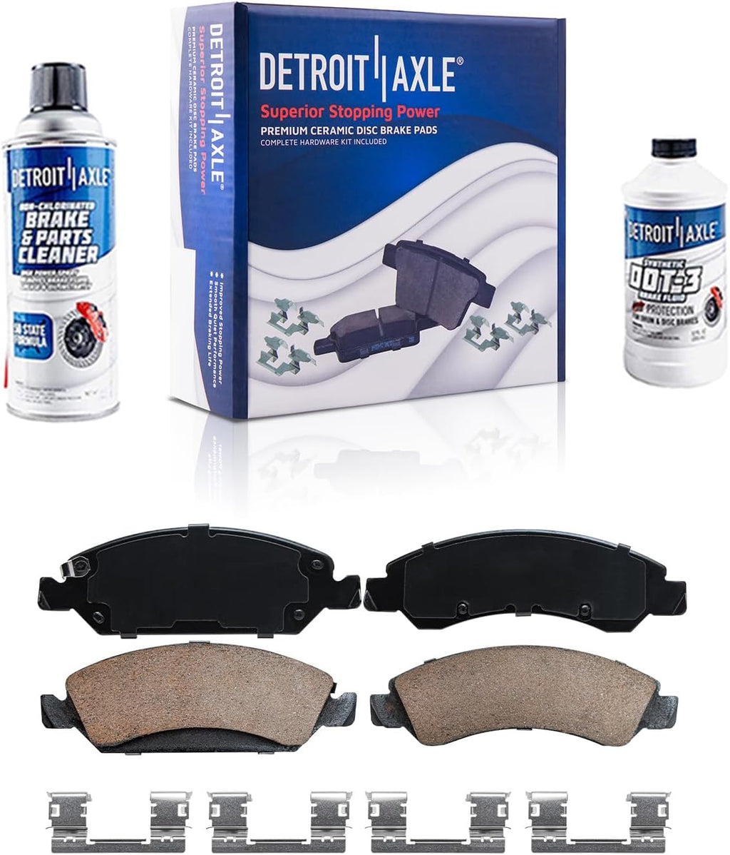 Detroit Axle - Front Brake Kit for 4WD Chevy GMC Suburban Sierra 1500 Tahoe Yukon Drilled & Slotted Brake Rotors Ceramic Brakes Pads CV Axles Wheel Bearing Hubs Replacement: 12.99' inch Front Rotors