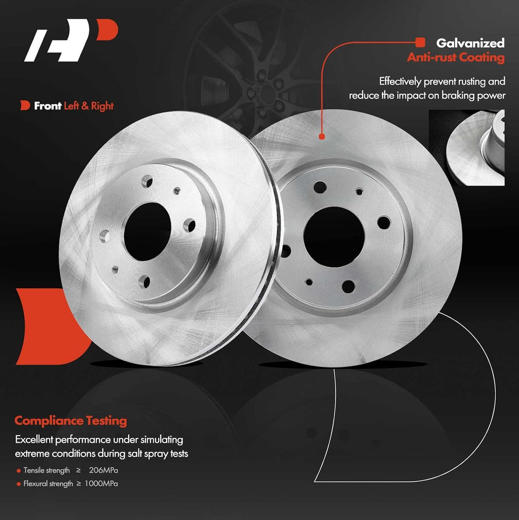 A-Premium 10.83 inch (275mm) Front Vented Disc Brake Rotors + Ceramic Pads Kit Compatible with Select Ford Models - Focus 2008-2011, 6-PC Set