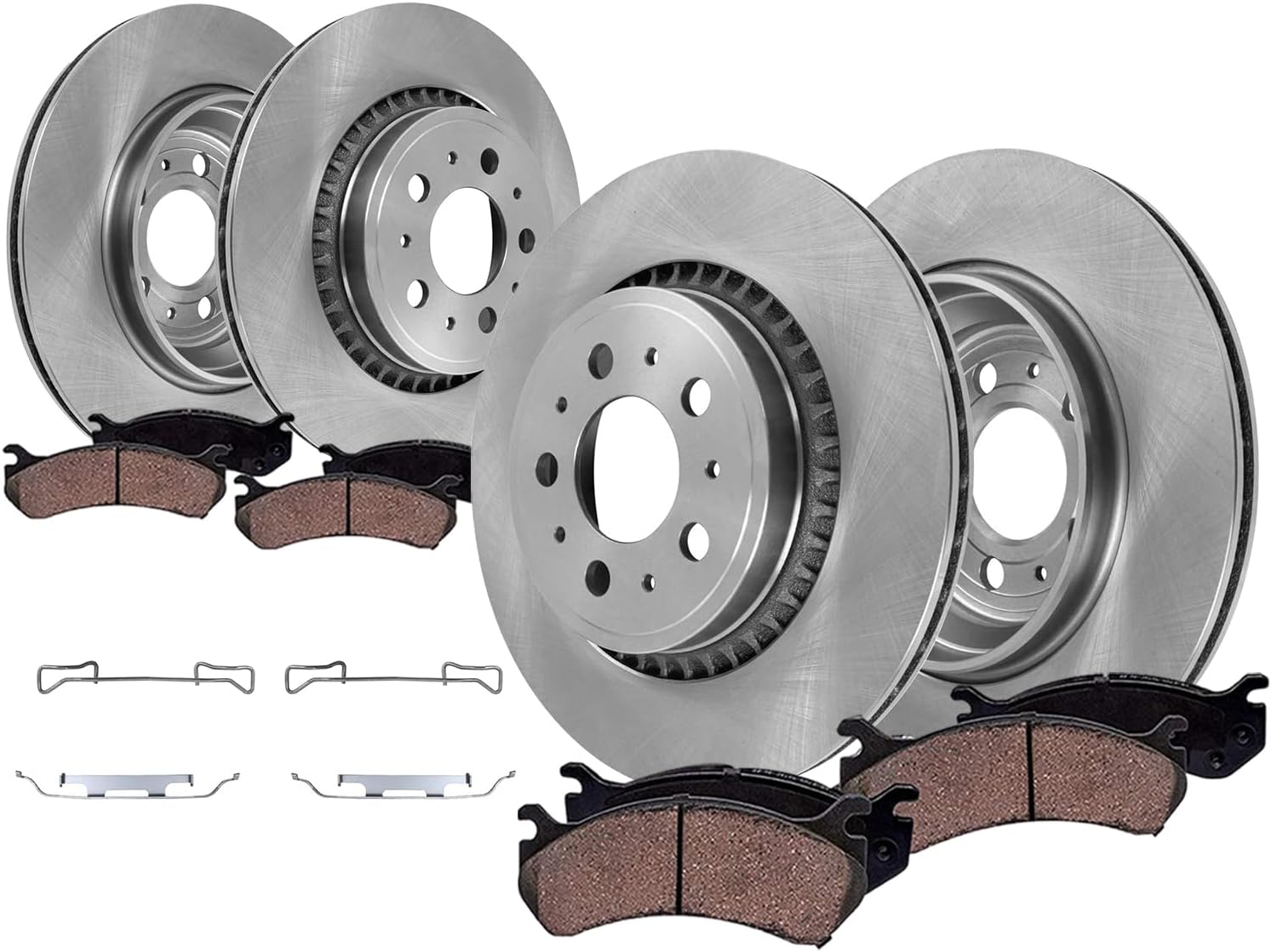 Detroit Axle - 8pc Brake Kit for 2010-2014 Volvo XC90, Disc Brakes Rotors Ceramic Brake Pads with Hardware 2011 2012 2013 Replacement : 12.91' inch Front and 12.16' inch Rear Rotor