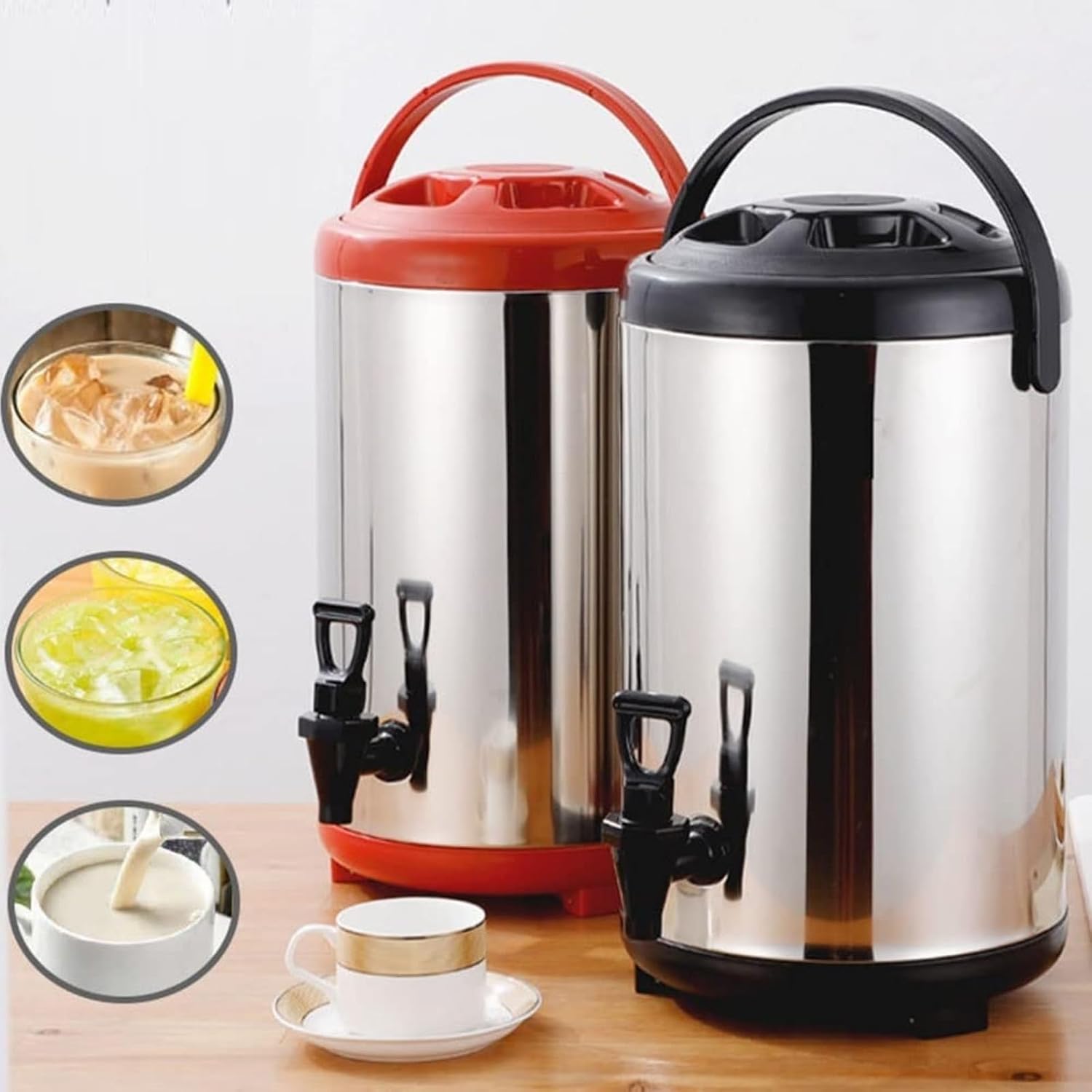Hot Water Dispenser with Faucet,Stainless Steel Catering Urn, Thermostat Water Boiler 6L/8L/10L/12L, Commercial Coffee Urn Insulated Barrel, Insulated for 10-12 Hour(10L)