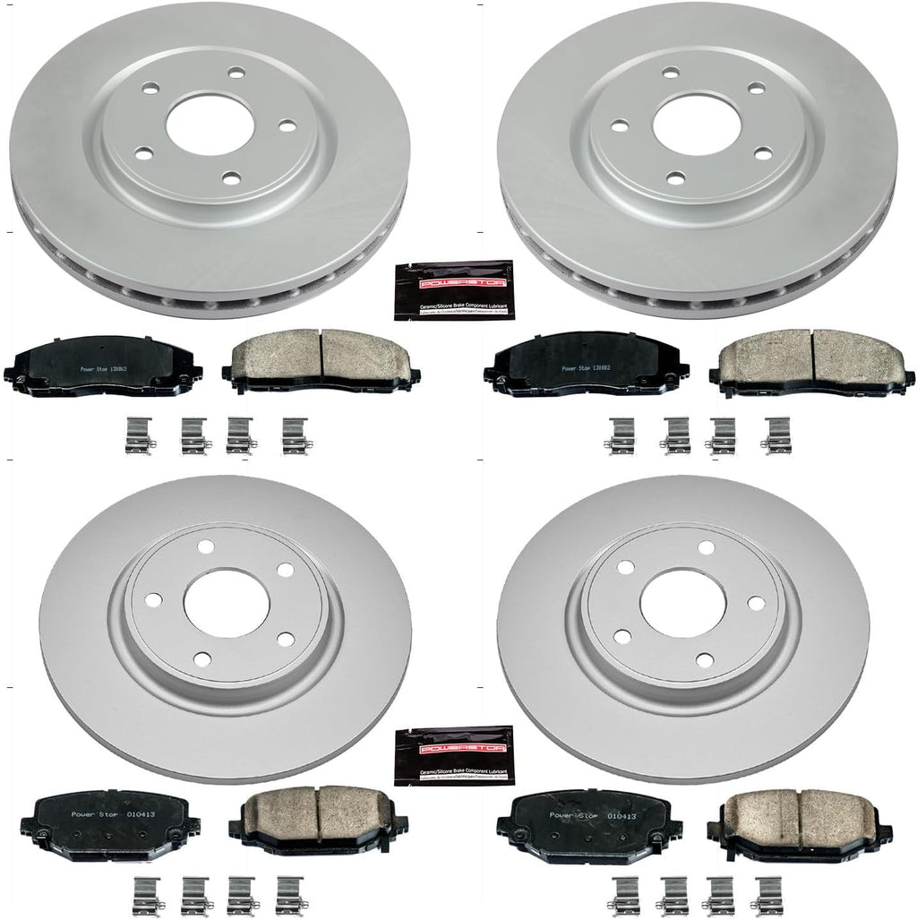 PowerStop Front and Rear Brake Kit for Chrysler Town & Country 2012-16 |Dodge Grand Caravan 2012-20 |Journey 2012-20 - Fully-Coated Disc Rotors with Z17 Ceramic Brake Pads Replacement, CRK5960