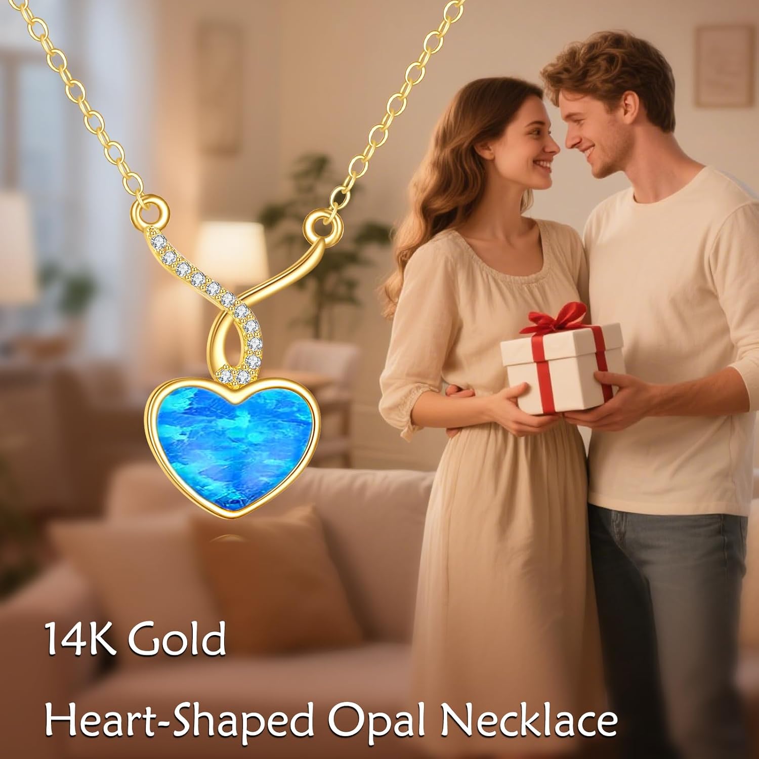 DOVRAN 14K Solid Gold Cat/Butterfly/Heart/Teardrop Necklace for Women 14K Gold Opal/Lapis Lazuli/Black Onyx Pendant Jewelry Gift for Women