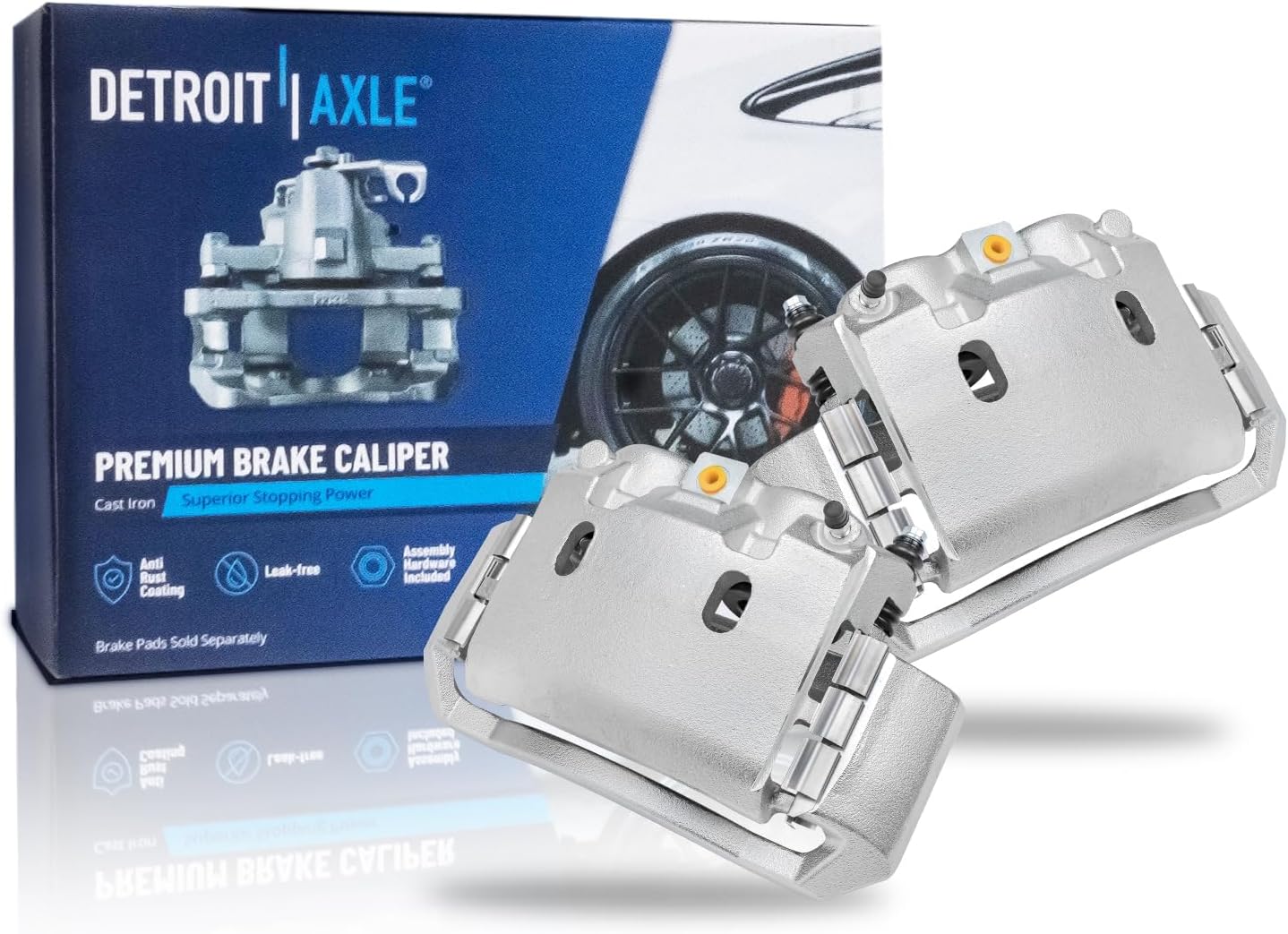 Detroit Axle - Front Brake Kit for 2003-2008 Dodge Ram 2500 3500 Drilled & Slotted Brake Rotors and Ceramic Brakes Pads Brake Calipers 2004 2005 2006 2007 Replacement: 13.91' inch Rotors