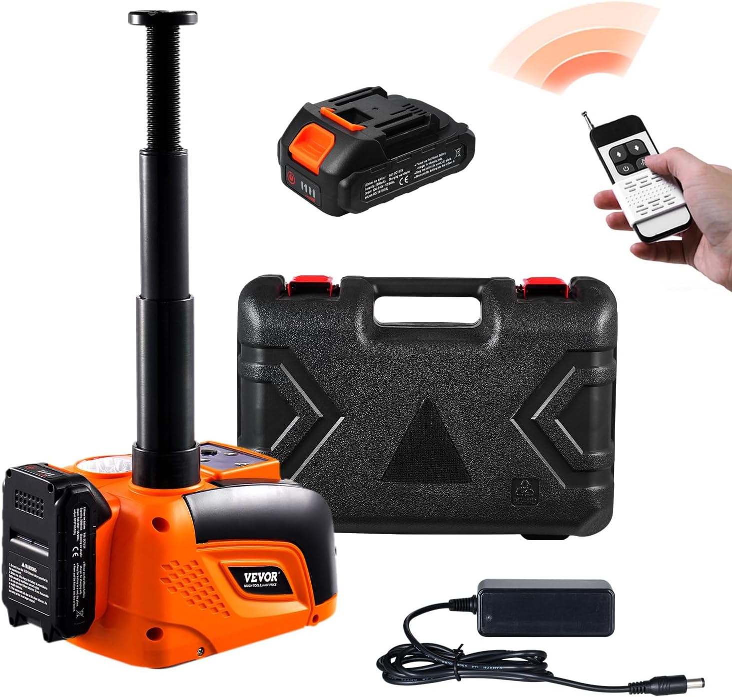 VEVOR Electric Car Jack Wireless 5 Tons, Cordless Remote Control Hydraulic Electric Jack, LED Light Hydraulic Repair Tool, 135-360mm Lifting Range for SUV MPV Sedan Truck Repair
