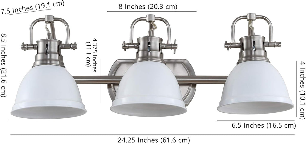 SAFAVIEH SCN4054B Roland Brush Nickel and White 3-Light Bathroom (LED Bulbs Included) Sconce, Nickle