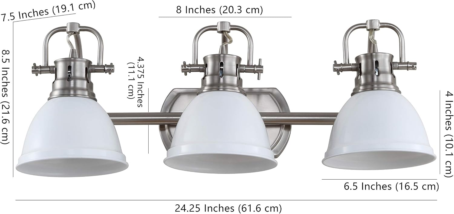 SAFAVIEH SCN4054B Roland Brush Nickel and White 3-Light Bathroom (LED Bulbs Included) Sconce, Nickle