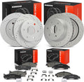 A-Premium Front & Rear Drilled and Slotted Disc Brake Rotors + Ceramic Pads Kit Compatible with Cadillac, Chevy and GMC Models - Silverado 1500, Escalade, Avalanche 1500, Sierra 1500, Yukon
