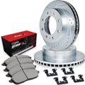 R1 Concepts Front Brake Kit Fits 2023-2025 Ford F-250, F-350| Optimum Oep Pads, Drilled Slotted Rotors| Hardware| 14.3' Front