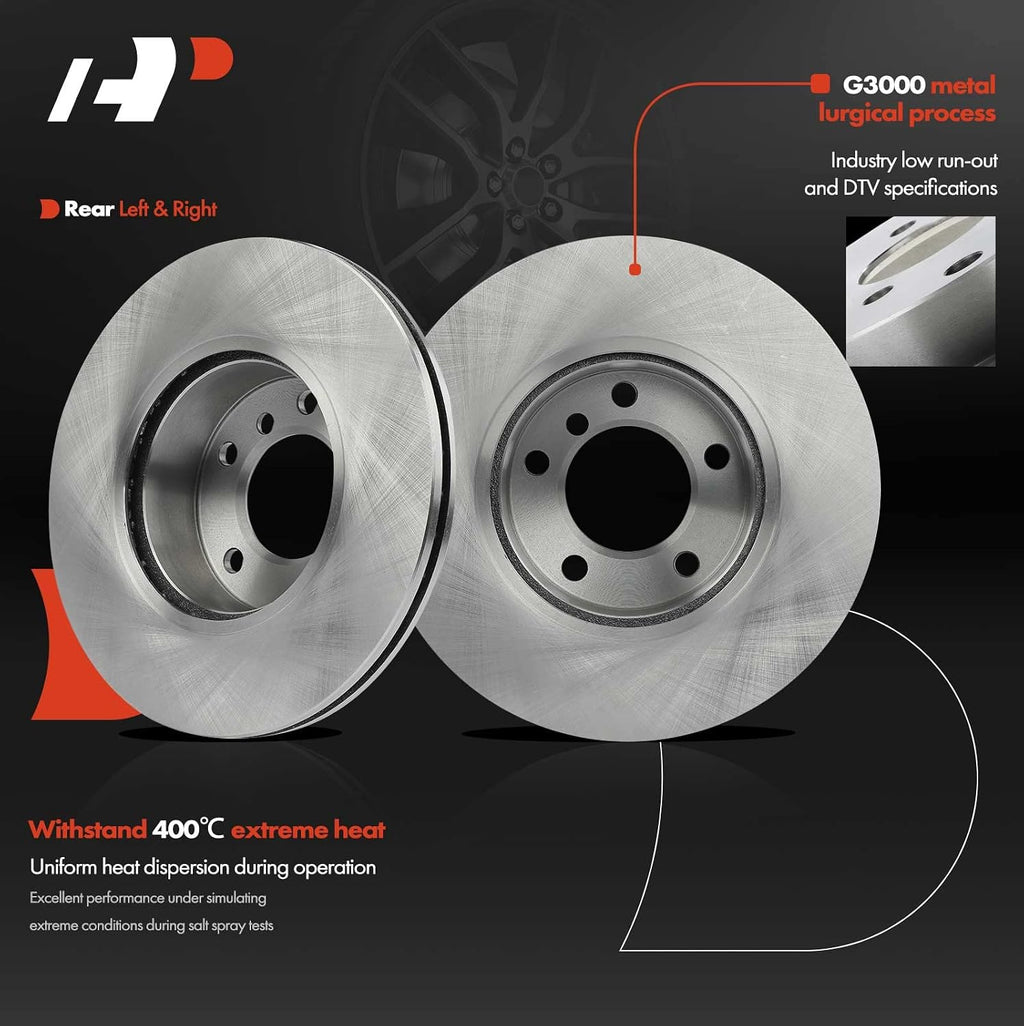 A-Premium 11.80 inch (299.8mm) Front Vented Disc Brake Rotors + Ceramic Pads Kit Compatible with Select BMW Model - 325i/325xi 2006, 328i 2007-2008, 328xi 2007, 2.5L 3.0L, 6-PC Set