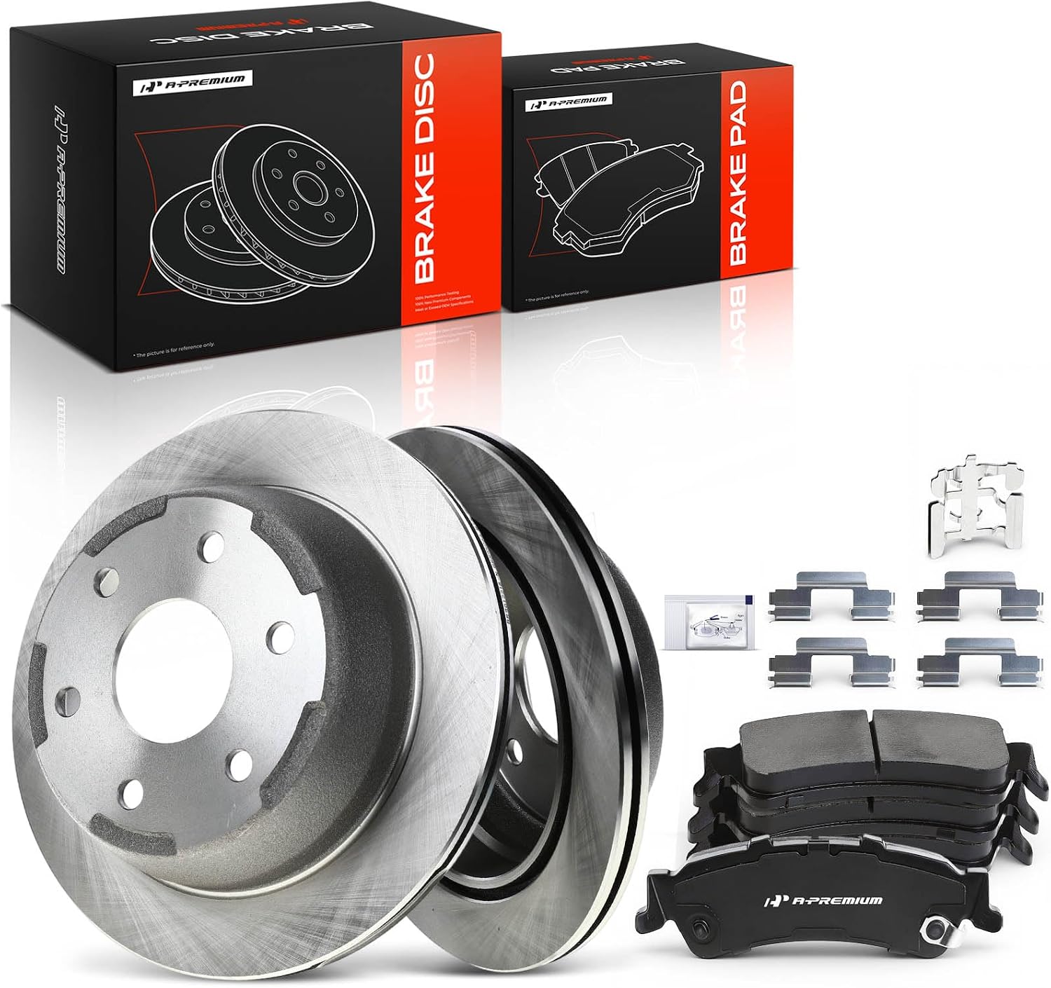 A-Premium 12.80 in (325mm) Rear Vented Disc Brake Rotors + Ceramic Pads kit Compatible with Select Chevy and GMC Models - Silverado 1500/Sierra 1500 99-06, Tahoe/Yukon 00-01, Astro/Safari 03-05, 6-PC