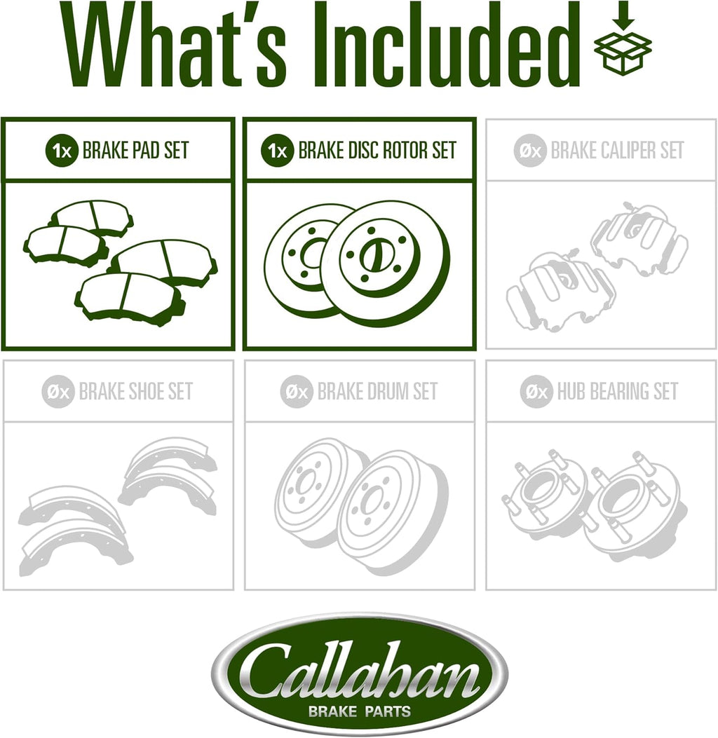 Callahan Brake Parts Front Brake Kit For Hyundai Venue 2020-2022, Kia Soul 2020-2023 [Model Specific] Replacement Brake Rotors with Ceramic Brake Pads