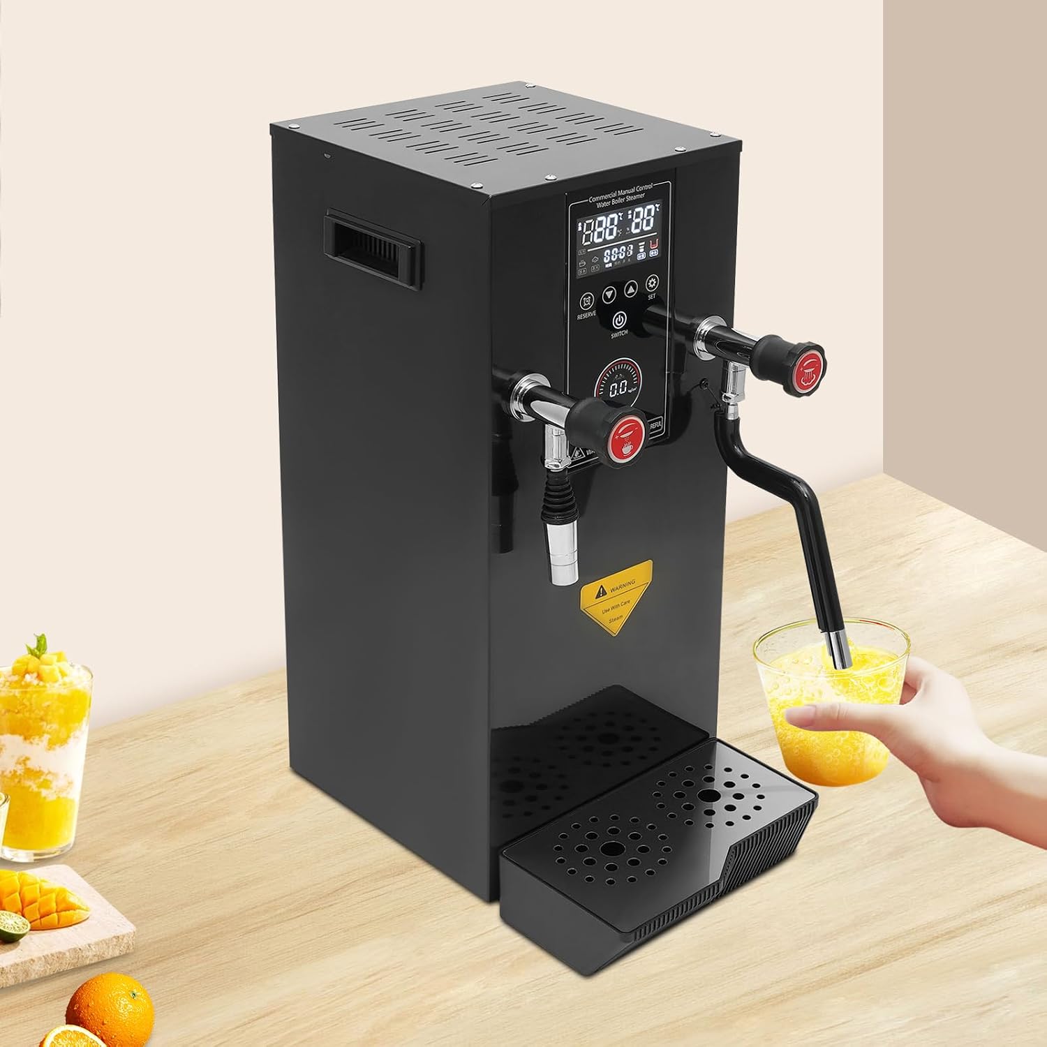 Step-Heating Commercial Hot Water Dispenser Countertop 3000W Fast Ready Water Boiler Machine Automatic 12L Water Boiler for Restaurant, Home, Office(12L,Black)