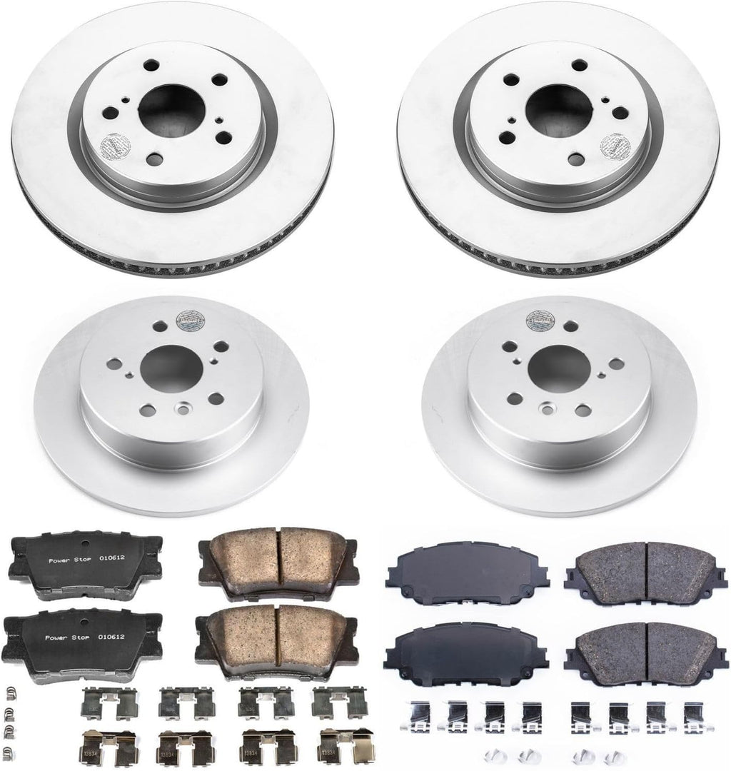 PowerStop Front and Rear Brake Kit for Toyota Camry 2018-24 - Fully-Coated Disc Rotors with Z17 Ceramic Brake Pads Replacement, CRK7931