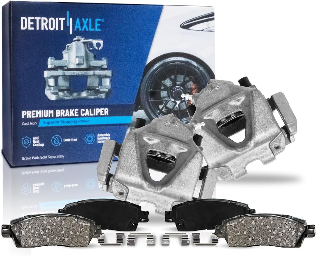 Detroit Axle - Front Brake Calipers w/Bracket + Ceramic Brake Pads Replacement for BMW 323i 328i xDrive X1 328xi - 4pc Set