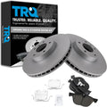 TRQ Front Ceramic Brake Pad and Rotor Set Coated Compatible with 2011-18 BMW X5 xDrive35i 2014-18 X5 xDrive35d 2014-18 X5 sDrive35i 2011-19 BMW X6 xDrive35i 2007-08 X5 3.0si 2015-19 X6 sDrive35i