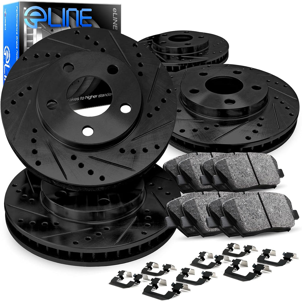 R1 Concepts Front and Rear Brake Kit Fits 2005-2007 Cadillac XLR; 2005-2009 Chevrolet Corvette| Ceramic Pads, Drilled Slotted Rotors| Hardware| 12.8' Front & 12.0' Rear