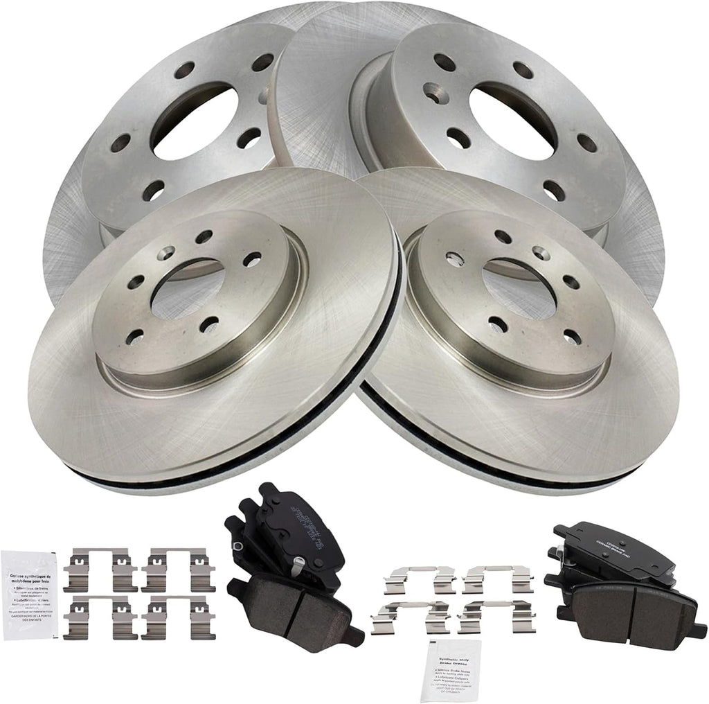 TRQ Front and Rear Brake Pad and Rotor Set Ceramic Compatible with 2018-2021 Buick Encore 2018-2021 Chevrolet Trax