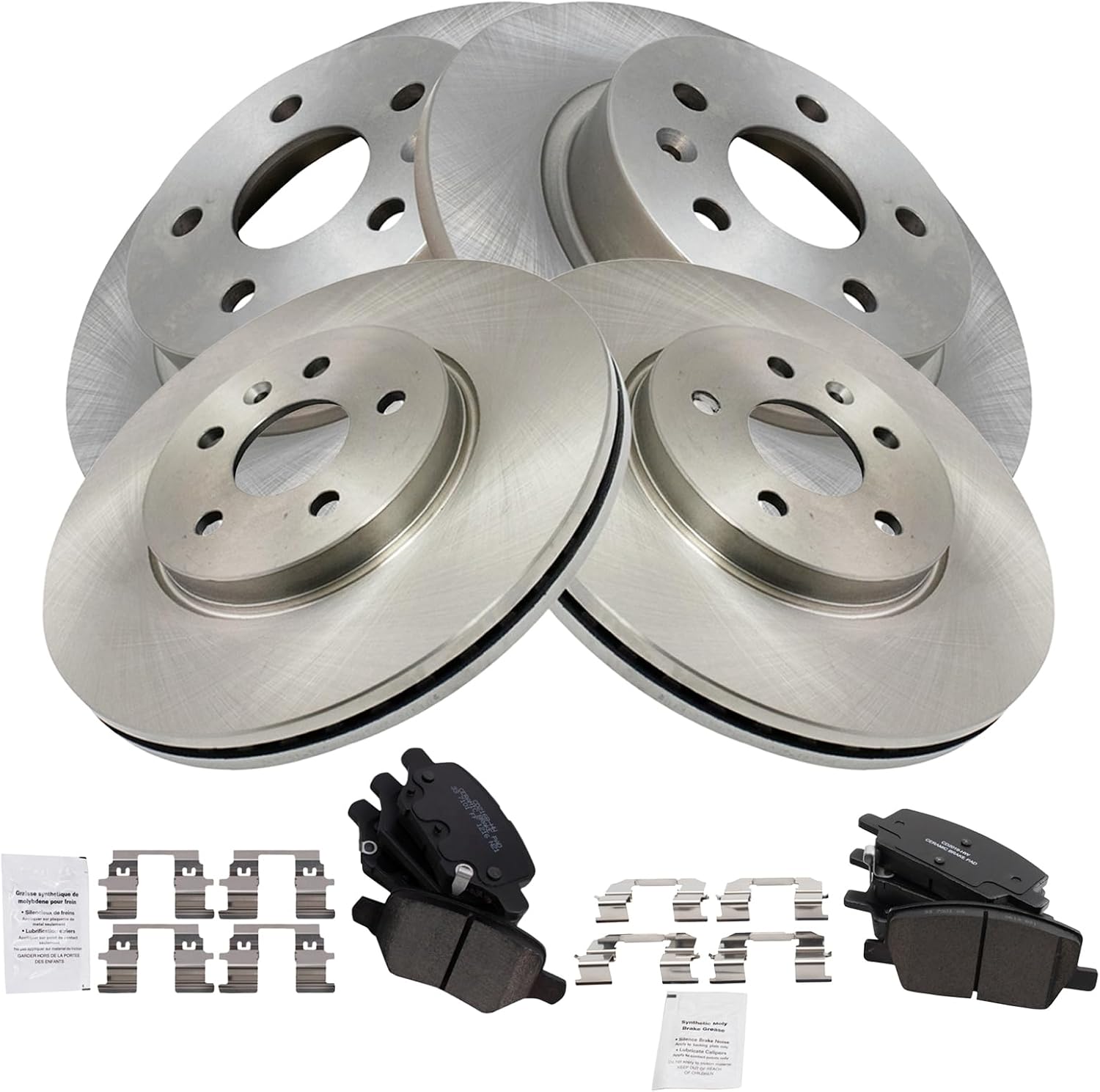 TRQ Front and Rear Brake Pad and Rotor Set Ceramic Compatible with 2018-2021 Buick Encore 2018-2021 Chevrolet Trax