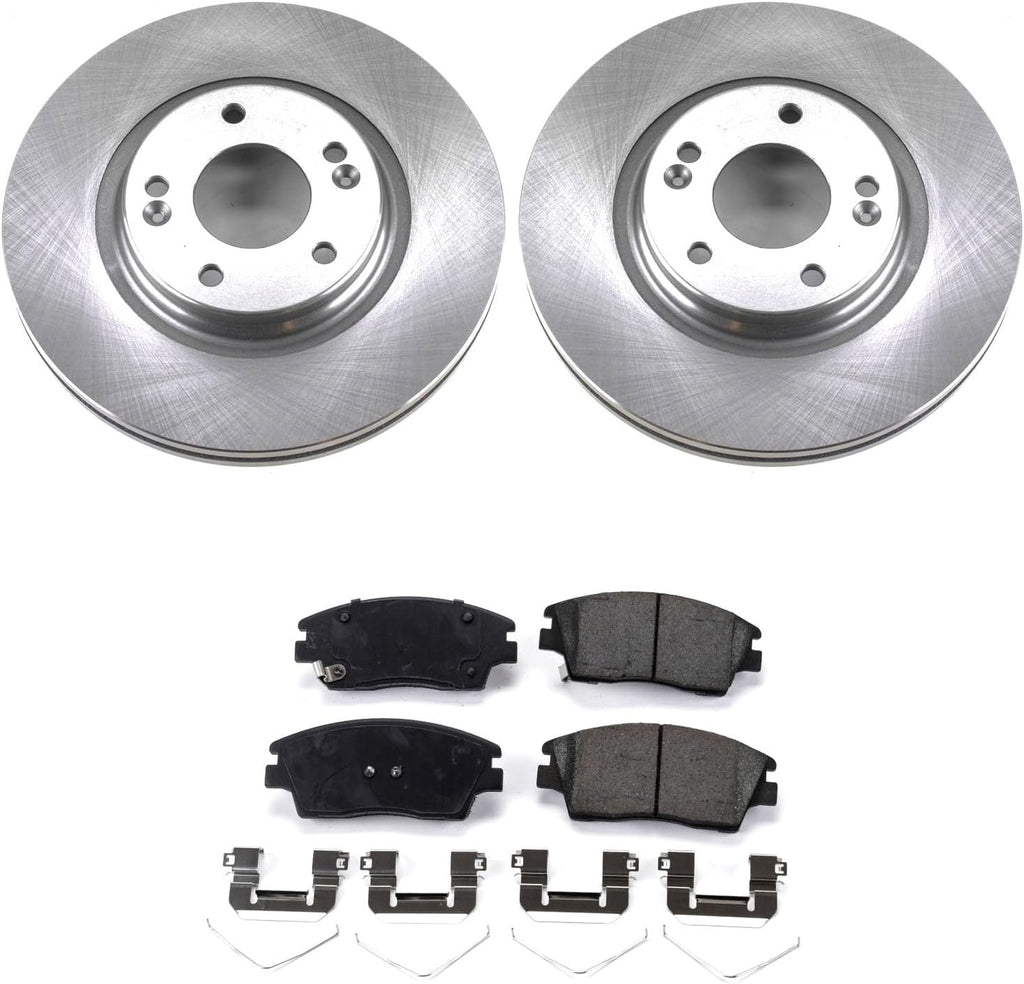 PowerStop Front Brake Kit for Hyundai Elantra 2017-20 |Tucson 2016-21 |Kia Sportage 2017-22 - Z17 Ceramic Brake Pads & Disc Rotors Replacement, KOE7355